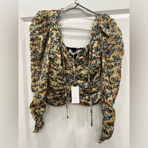 ASTR The Label Floral Corset Ruched Blouse